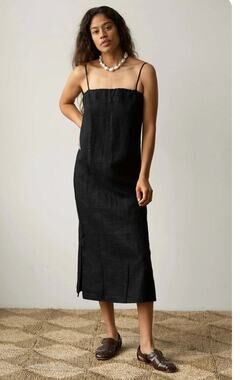 new donni the linen spaghetti tank midi dress size Large